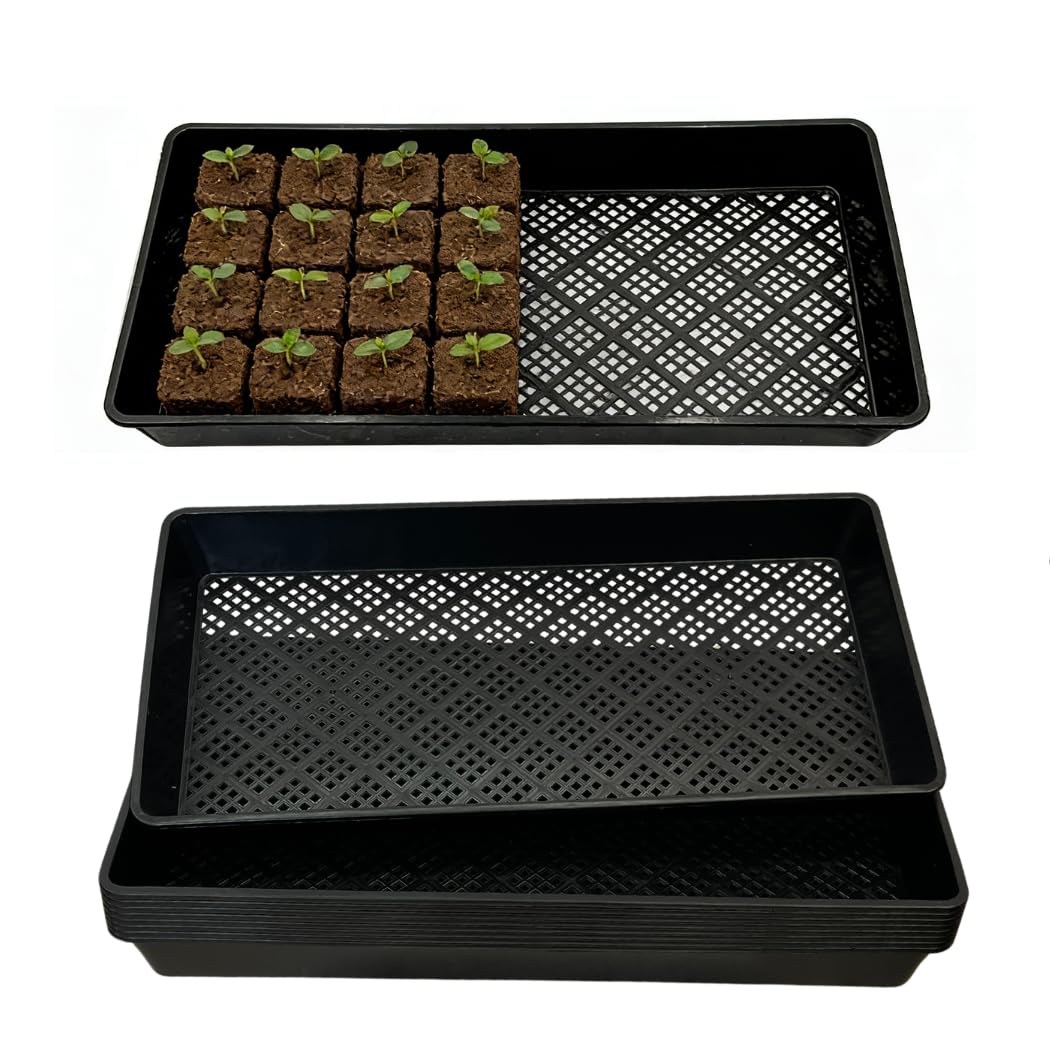 ILITING 1020 Mesh Tray Soil Blocking Tray 1020 Trays Seedling Starter Trays 10 Pack Black 10x21 Inches for Microgreens Hydroponic