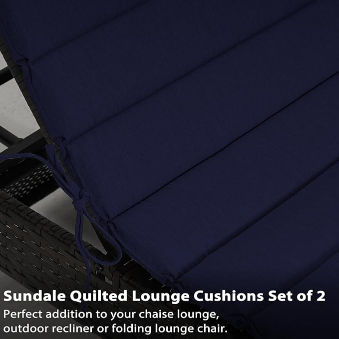Sundale Outdoor Olefin Quilted Lounge Cushion Set of 2, Patio Foldable Chaise