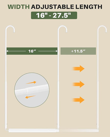 Hanging Closet Rod, 2 Pack Adjustable Height & Width Closet Rods for Hanging Clothes-Closet Extender Hanging Rod Space-Maximizing Design Suitable for Hanging and Drying Clothes, White