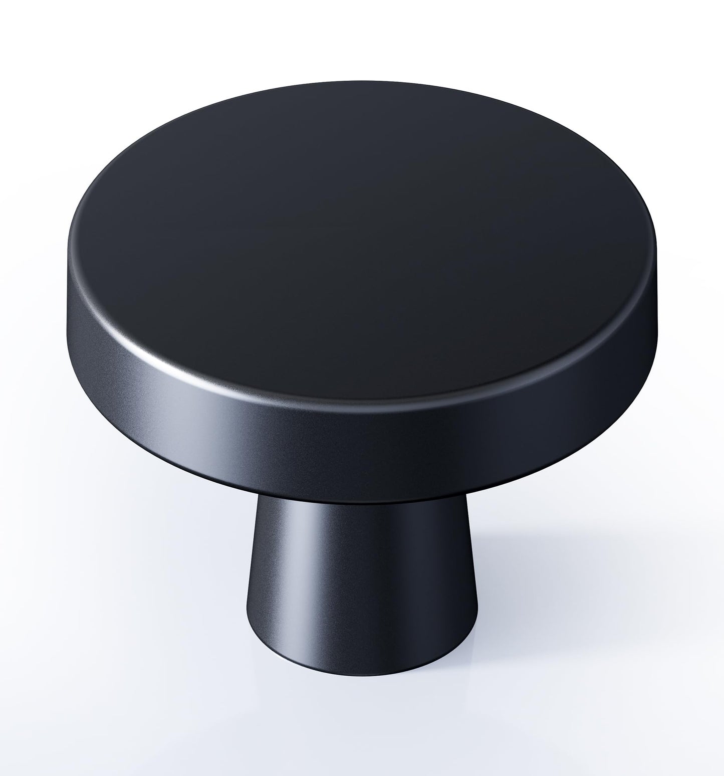 Veise 10 Pack 1-1/4 Inch Matte Black Solid Zinc Alloy Cabinet Knobs, Heavy Duty Round Single Hole Drawer Pulls for Kitchen Cupboard Dresser Closet, Transitional Traditional Modern Style