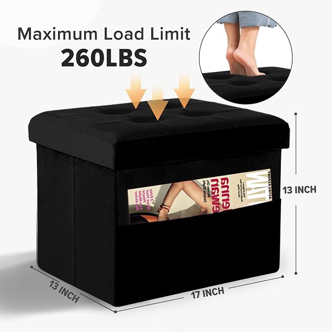 LINMAGCO Storage Ottoman Folding Foot Stool Foot Rest
