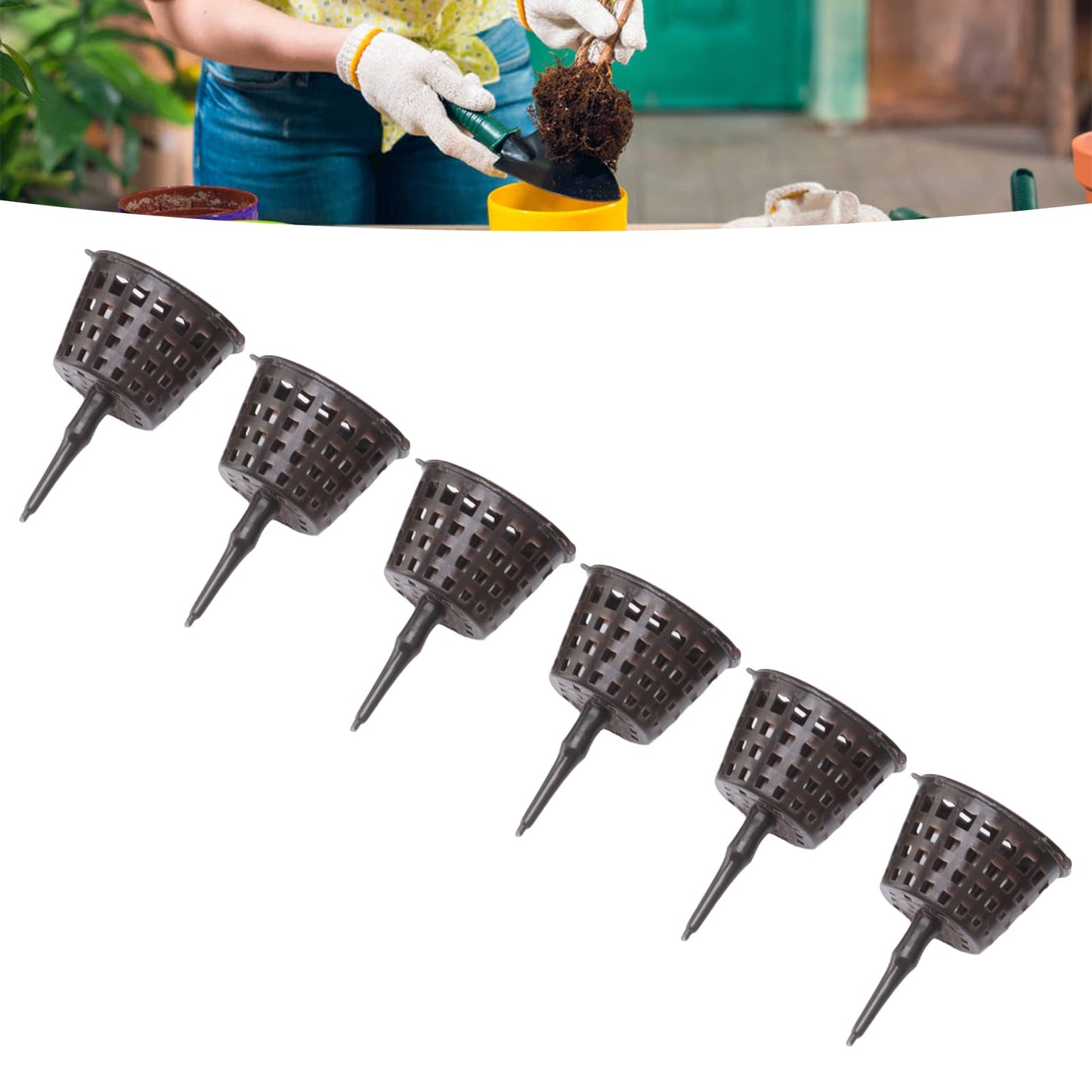 100PCS Bonsai Fertilizer Cups, Plastic Fertilizer Mesh Basket with Lid, Planting Fertilizer Net Pot, Garden Nutrition Box Tools for Succulents and Orchids (Small Size with Lid)