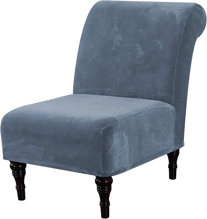 H.VERSAILTEX Armless Accent Chair Covers Thick Velvet Armless Chair Slipcovers