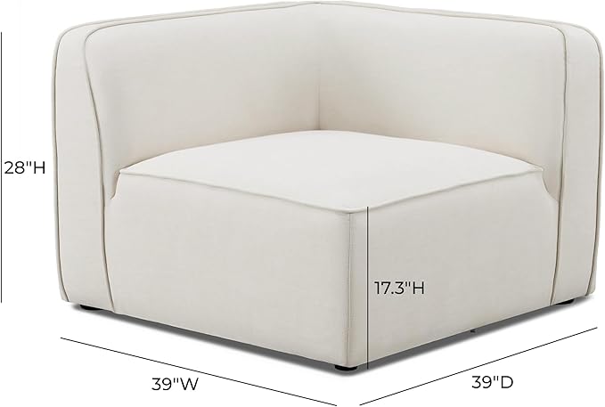 Pemberly Row Upcycled Linen Corner Chair, Sand Finish, Modular Eco-Friendly