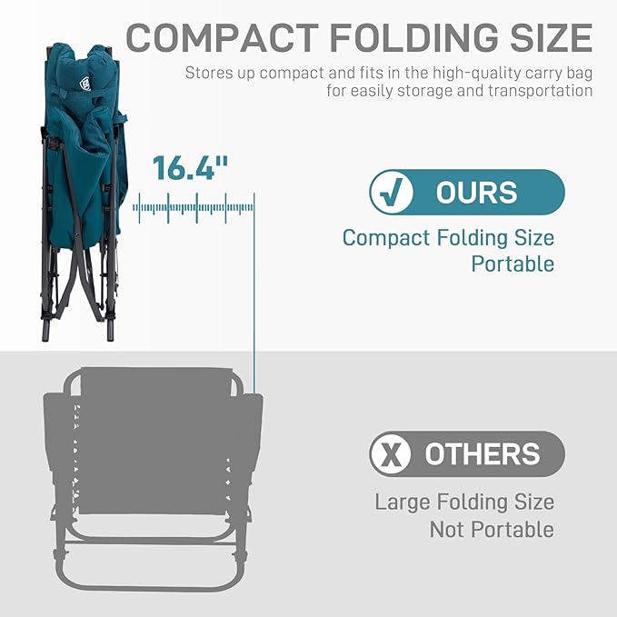 EVER ADVANCED Oversized Folding Rocking Camping Chair, Padded Portable Rocker