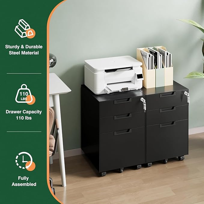 Letaya 3 Drawer Mobile File Cabinet