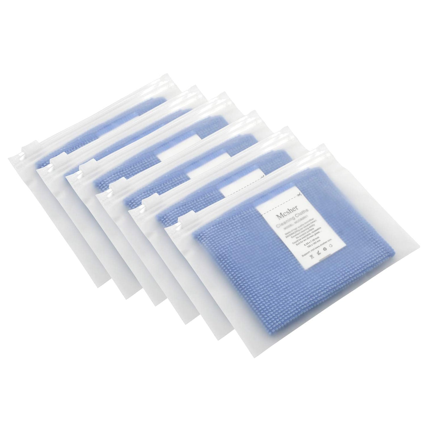 Mcsher Microfiber Cleaning Cloths - 6 Pcak, Blue, 6"x 7" Inch