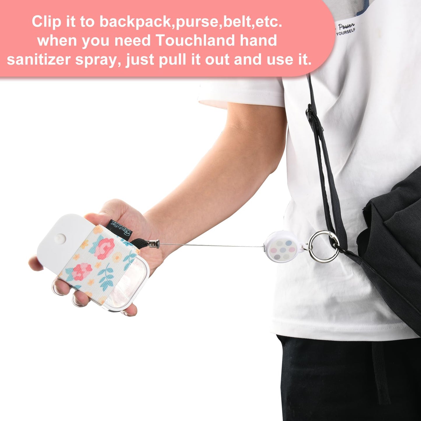 Beautyflier Pack of 4 Elastic Sleeve for Touchland Power Mist and Glow Mist 1FL OZ Hand Sanitizer Spray, Exquisite Patterns Holder Sleeve with Keychain, Perfectly for Travel (Sleeve Only)