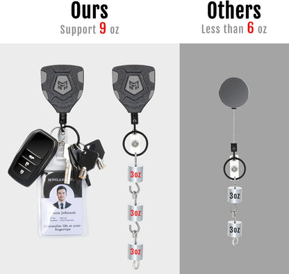 MNGARISTA Heavy Duty Retractable Keychain with Belt Clip, ID Badge Reel Key Chain, Badge Holder with 31.5' Steel Cord and Key Ring, 9.0oz, 2-Pack