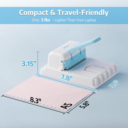 OFFNOVA 2-in-1 Mini Binding Machine, Square & Disc Hole Book Binder, Compact DIY Punch and Bind Kit for A4/A5/US Letter, Includes Coils and Discs for Journals, Planners, Notebooks, Calendars