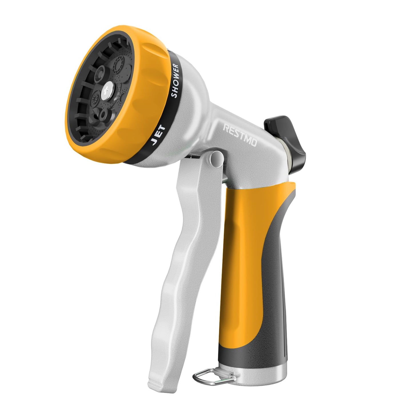 RESTMO Garden Hose Nozzle, Heavy Duty Metal Water Hose Nozzle with 7 Adjustable Spray Patterns, High Pressure Hand Sprayer with Flow Control, Best for Watering Plant & Lawn, Washing Car & Pet, Yellow