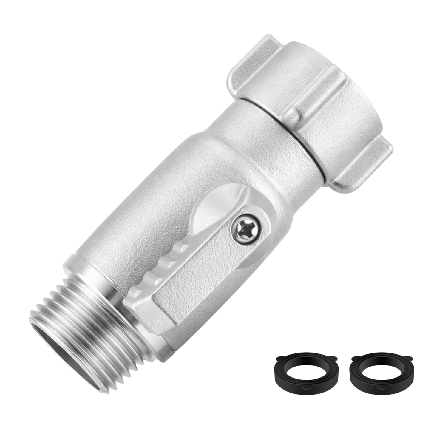 Garden Hose Shut Off Valve, 3/4” GHT Heavy Duty Water Flow Control Valve, Easy Turn Large Knob Hose Connector, Leak-Proof Outdoor Hose Shutoff for Garden Watering & Hose Nozzle