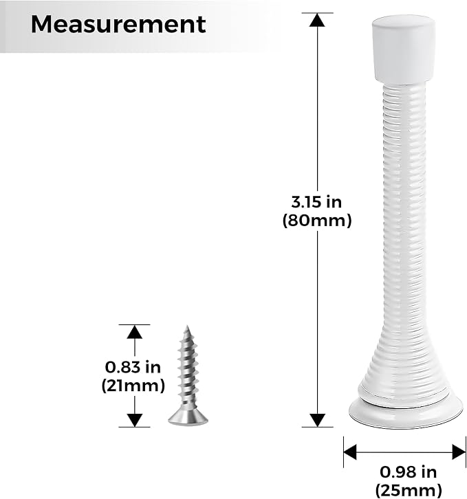 Ravinte Door Stoppers, 24 Pack White Spring Door Stops with Rubber Bumper, Door Stoppers for Bottom of Door