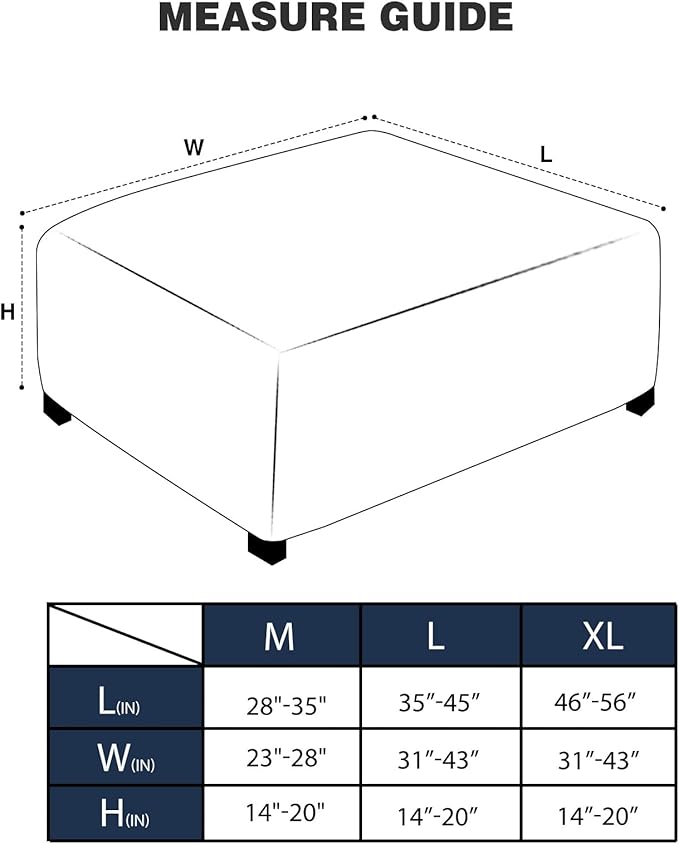 NeColorLife Ottoman Cover Square Large Slipcover Stretch Footrest Stool Covers