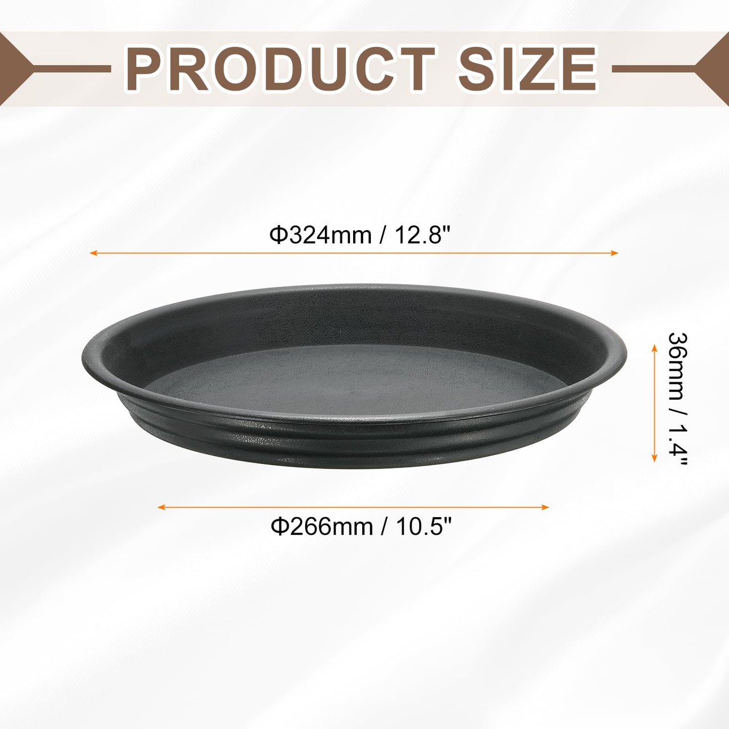 HARFINGTON Plastic Plant Saucer 10.5" Round Drip Trays Flower Pot Saucers Flower Base Bottom Drainage Tray for Indoors Outdoors Planters, Gray-Black