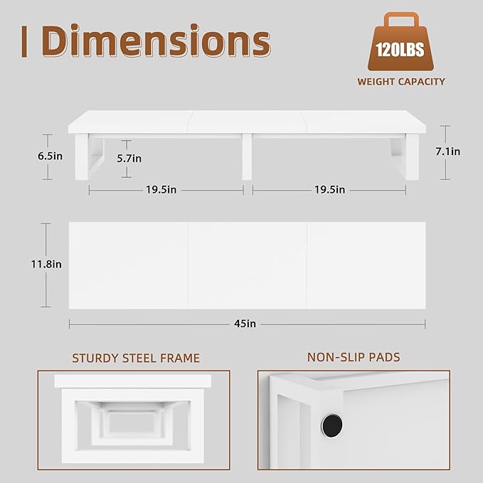 YAOHUOO 45" Large TV Riser for 32-60 inch TV, TV Riser Stand Shelf