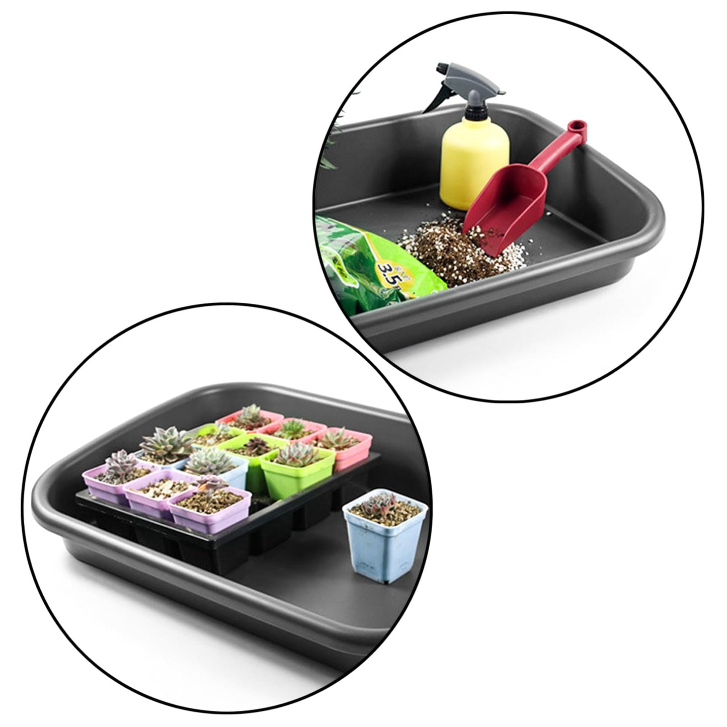 Luwint Garden Tidy Potting Tray, Plant Reportting Tray for Indoor Transplanting Gardening Planting Accessories Large Succulent Table (Black)