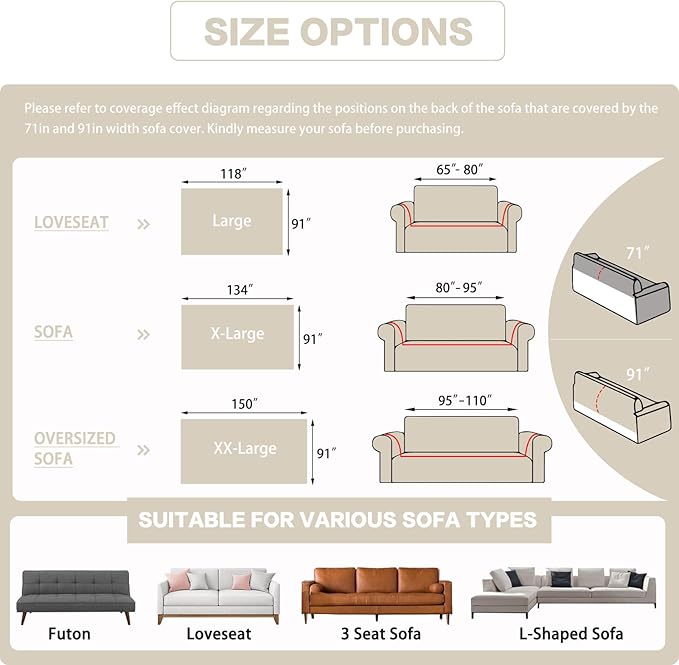 DREAMINGO Sofa Covers Washable Thick Chenille Couch Cover