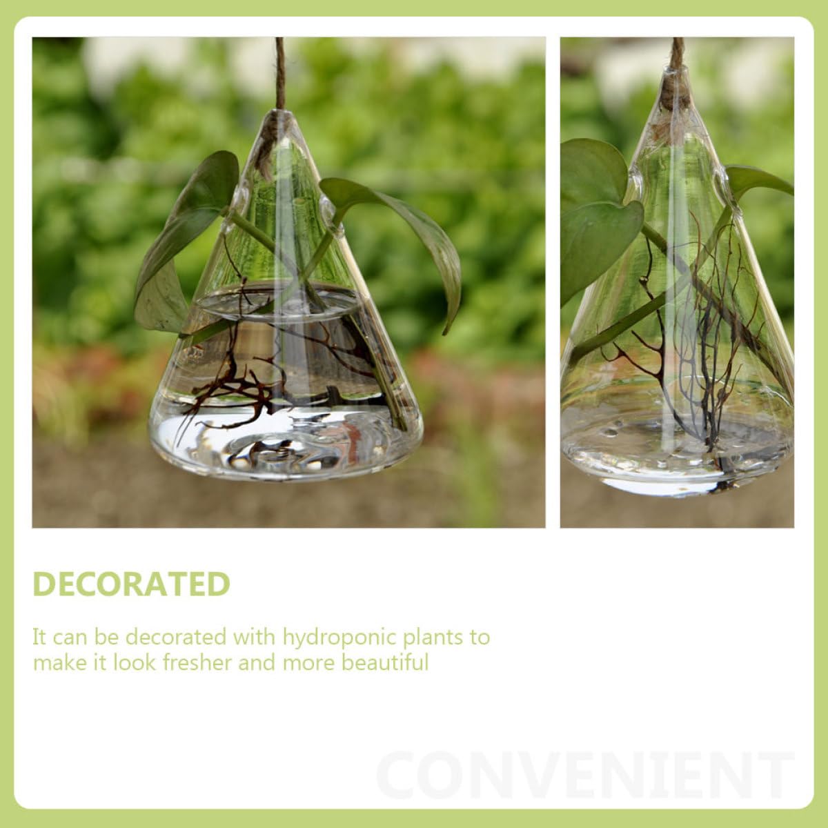 Unomor Geometric Glass Wall Hanging Vase Set of 3, Hydroponic Planter Bottles for Indoor Home Décor, Terrarium Glass Plant Containers for Living Room and Office