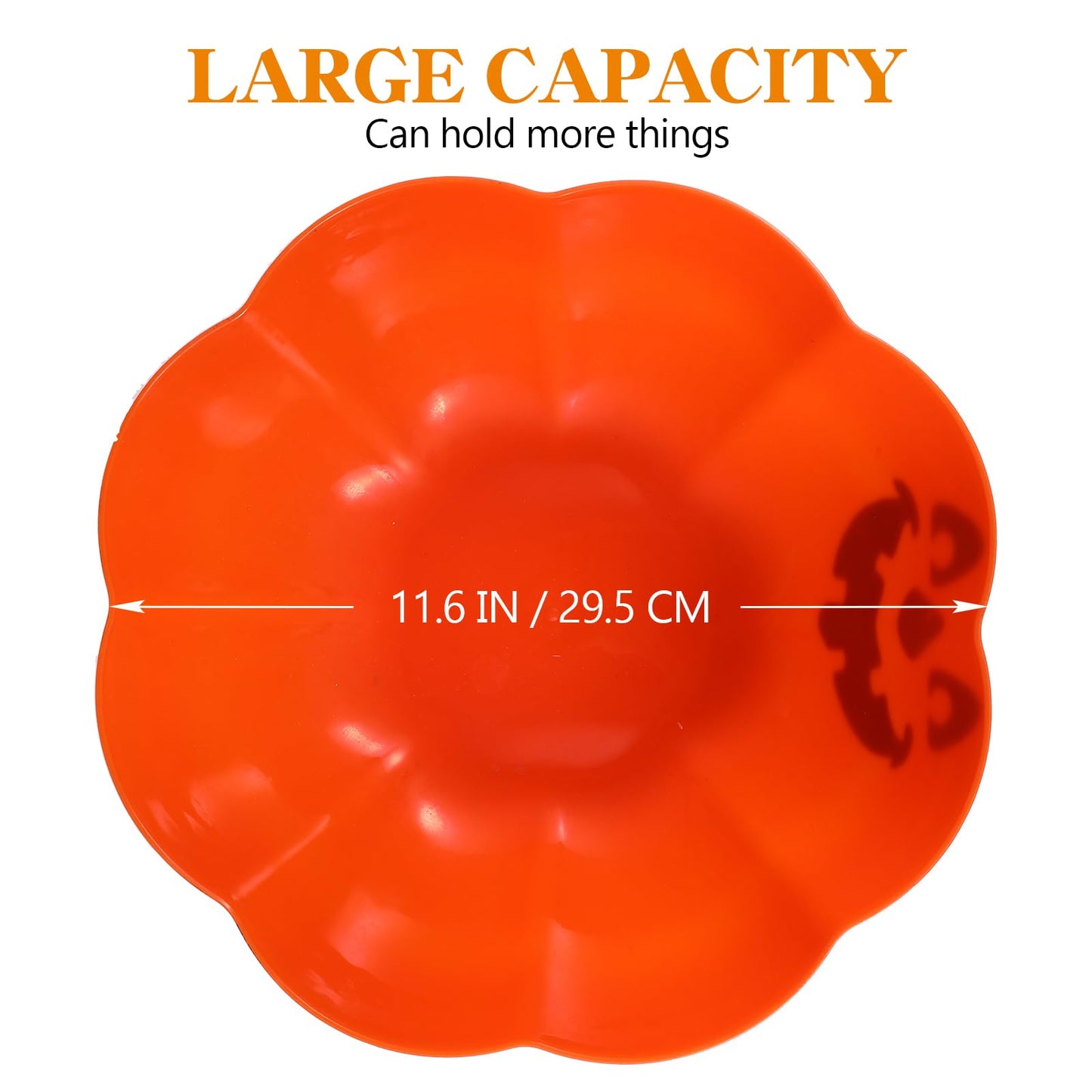Hemoton Halloween Fruit Salad Bowl 11.6 Inch Pumpkin Shape Orange Plastic Candy Serving Dish Multi-Use Plate for Party Snacks Festive Holiday Decor