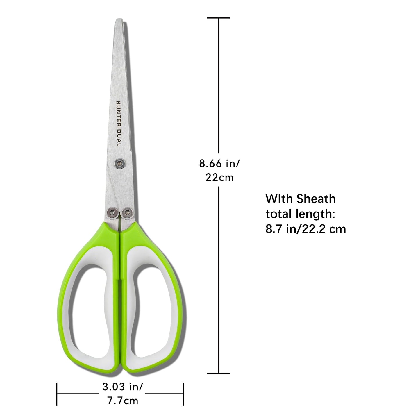 5 Blades Herb Scissors - Professional Kitchen Shears with Safety Cover for Cutting Green Onions, Fresh Herbs, Vegetables & Salad Food Prep, Must-Have Cooking Gadgets (Green, White, 8.7 inch)