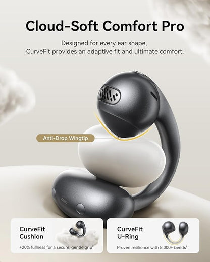 Baseus Bowie MC1 Pro Open Ear Clip-On Headphones, Hi-Res LDAC & HiFi4 Acoustic Sound, 5g Ultra-Lightweight Comfort, SuperBass 2.0, DNN 4-Mic AI Clear Calls, IP67 Waterproof, Bluetooth 6.0