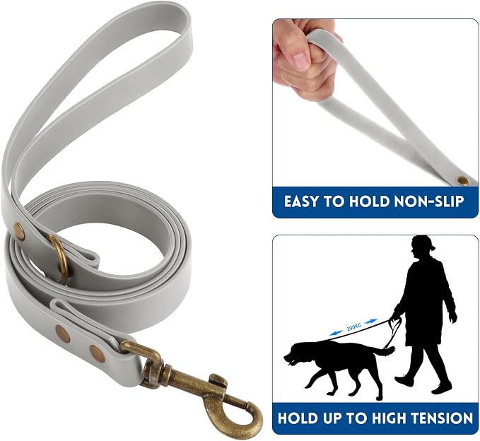 Wisedog Waterproof Dog Collar and Leash Set, XS, Grey | Adjustable Puppy Collar, Cute Tag, 4FT Dog Leash, Poop Bag Included, Small Medium Large Dogs