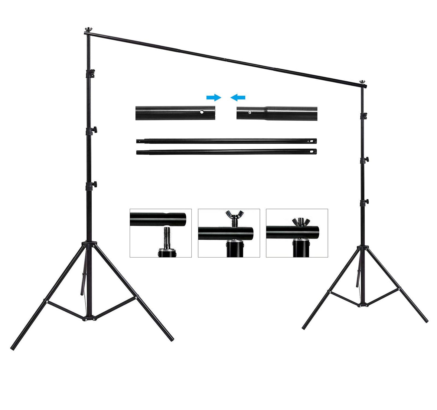 HYJ-INC 10ft x 8.5ft Adjustable Photography Backdrop Support System Photo Video Studio Muslin Background Stand Kit with Carry Bag