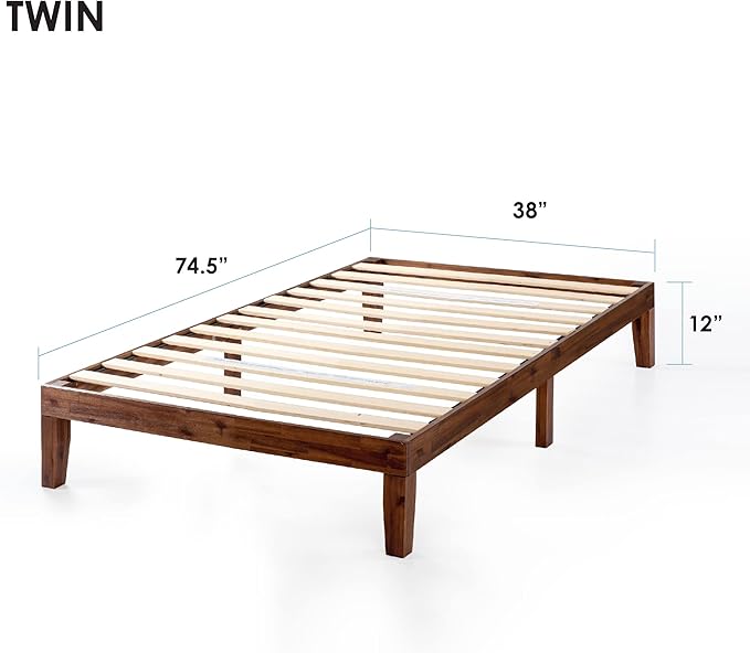 Mellow Naturalista Classic 12-Inch Solid Wood Platform Bed | Wooden Slats