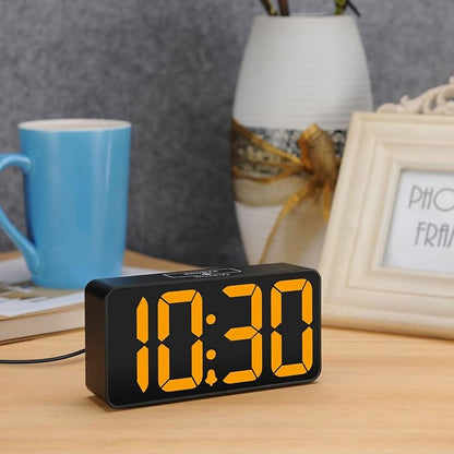 DreamSky Small Digital Alarm Clock for Bedroom with Large Big Numbers | Electric Bedside Desk Clock with USB Charging Port, Brightness Dimmer, Adjustable Alarm Volume, USB-C Adapter Powered