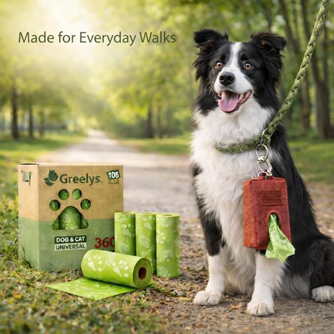Dog Poop Bags 360 Count – Strong Leak-Proof, Easy Tear, Eco Friendly Biodegradable Waste Bags for Dogs & Cats, Unscented