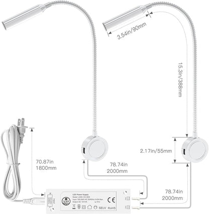 VST Books Lights for Headboard, Bedside Wall Mounted Reading Lamp, Reading Light Touch to Adjust Color Temp (3000K/4000K/6000K) and Brightness, USB/Type-C Charging Ports, 20W Driver, ETL-Listed