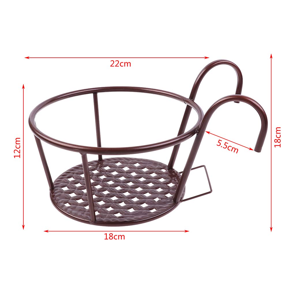Hanging Railing Planters Baskets Art Hanging Flower Stands Balcony Flower Pot Holders Plant Iron Racks Fence Metal Potted Stand Mounted Balcony Round Plant Basket Shelf Container Box,Garden Steel Pots