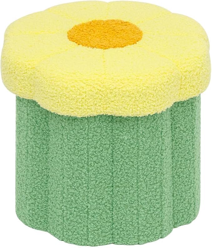 B FSOBEIIALEO Storage Ottoman Foldable, Sunflower Shaped Small Footrest