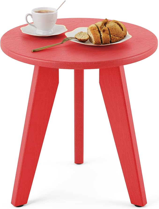 HDPS Outdoor Side Table, Small Round Side Table Weather-Resistant, Outdoor Side