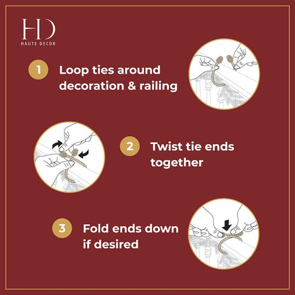 Haute Decor Decorative Twist Ties, 6 Pack, 20 inches (Red)