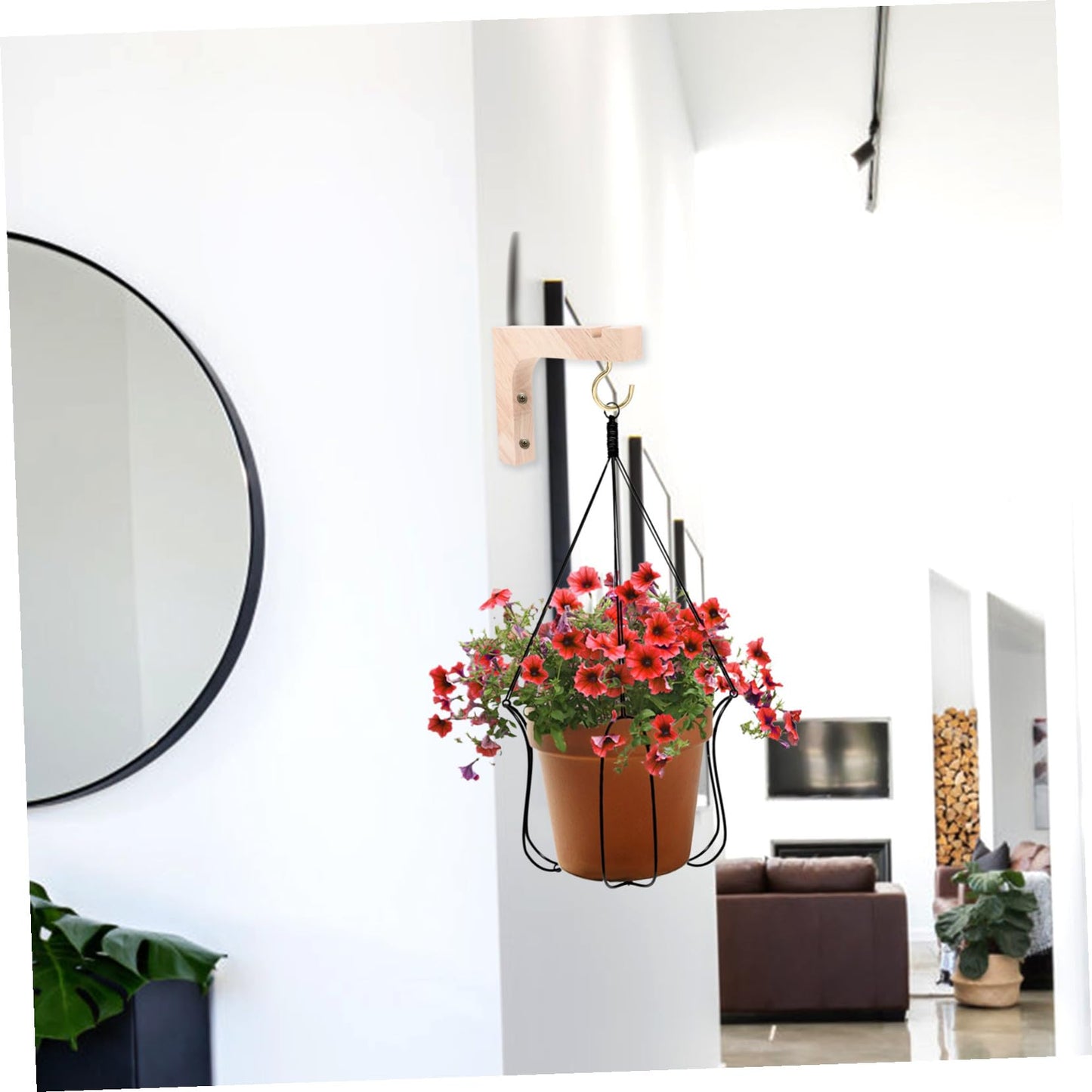 VOSAREA 2pcs Wooden Plant Hooks Heavy-Duty Wall Mount Plant Hangers for Indoor and Outdoor Hanging Planters Ceiling and Wall Bracket Supports