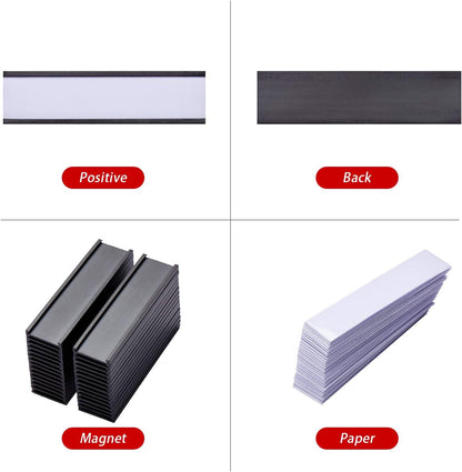 EEOYU Magnetic Label Holders with Magnets, Data Card Holders with Clear Plastic Protectors, Set of 30 (0.8 x 3 Inch)