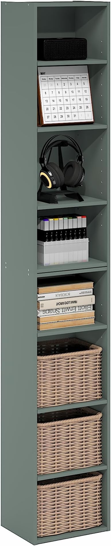 Furinno PASIR Book Shelf, 8-Tier Separable Tall Bookshelf, Stackable Bookcase