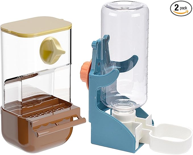 Automatic Bird Feeder for Cage, No Mess Automatic Bird Feeder Water Dispenser Set Acrylic Parrot Food Container Drinker Cage Accessories for Small Birds Canary Parakeet Finch Cockatiel Lovebirds