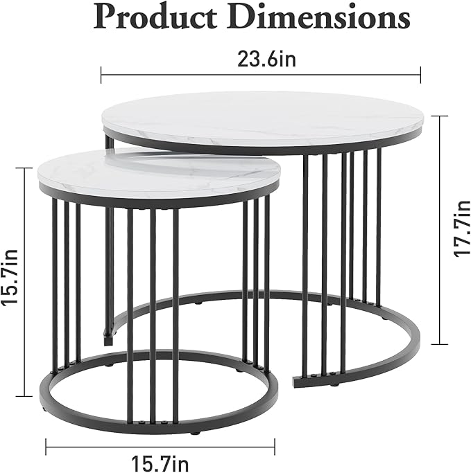 Garden 4 you Coffee Table Faux Marble Nesting Table
