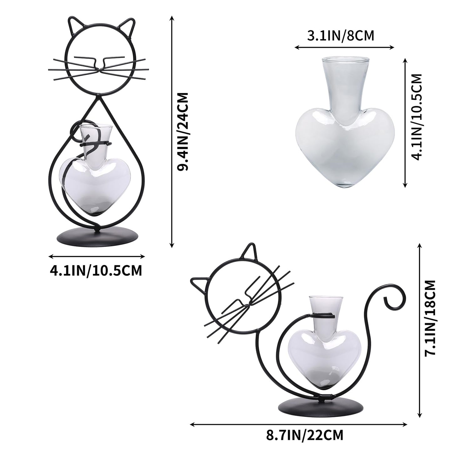 Plant Terrarium Plants Propagation Station Cat Lover Gifts for Women Home Office Decor Cat Desk Accessories