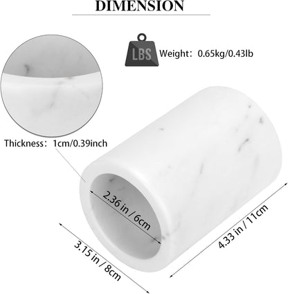 WORHE Natural Marble Pen Holder for Desk, Handcrafted Volakas Sturdy Desk Organizer for Office Supplies Storage Desktop Stationary Makeup Brushes Cup Pencil Holders for Home White (DL002)