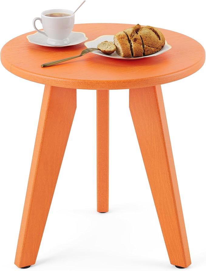 HDPS Outdoor Side Table, Small Round Side Table Weather-Resistant, Outdoor Side
