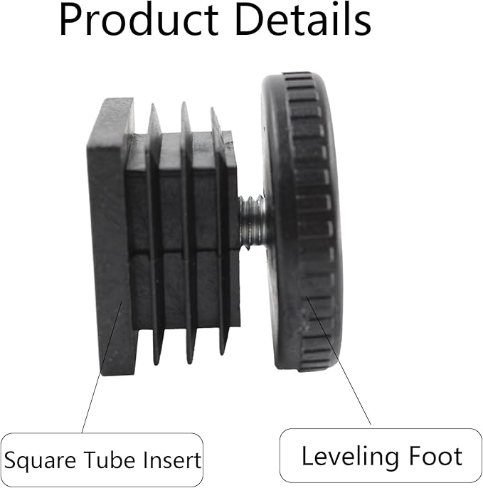 8Pcs Adjustable Leveling Feet, Square Insert Kit, Furniture Glide Leveler
