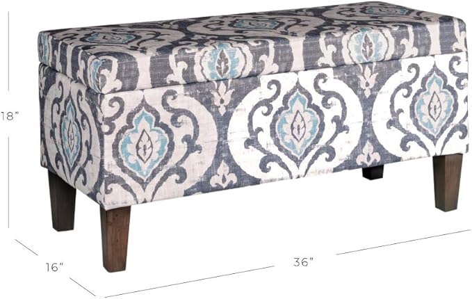 HomePop Large Upholstered Rectangular Storage Ottoman Bench