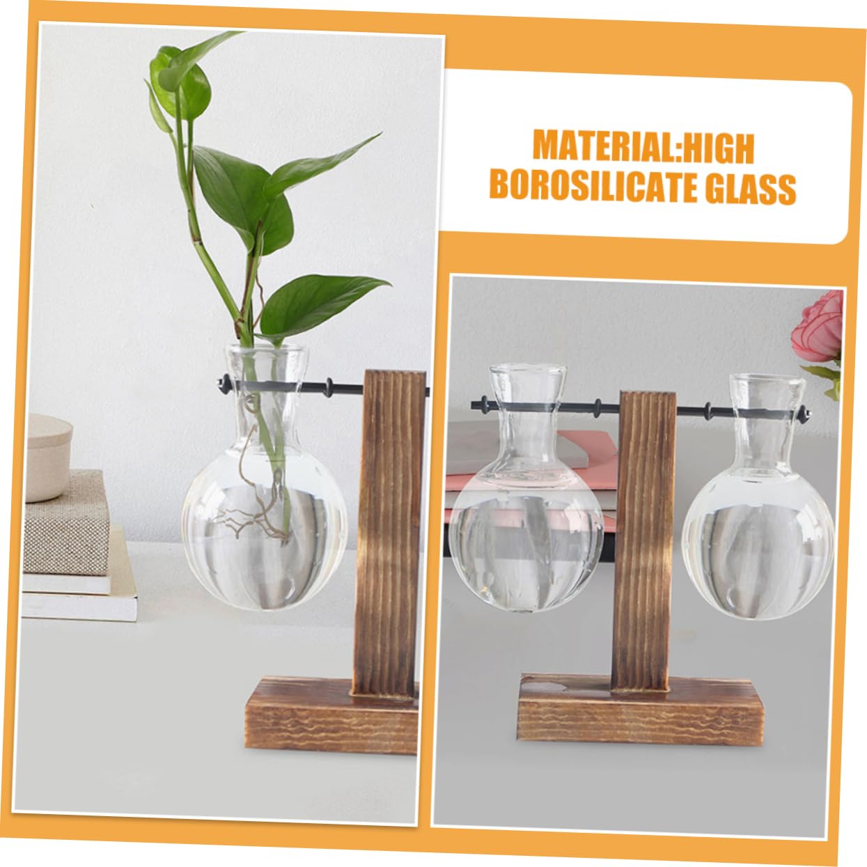 BESTOYARD 3pcs Hydroponic Propagation Vase Clear Glass Terrariums Stand for Plant Displays for Home Decor and Floral Arrangements