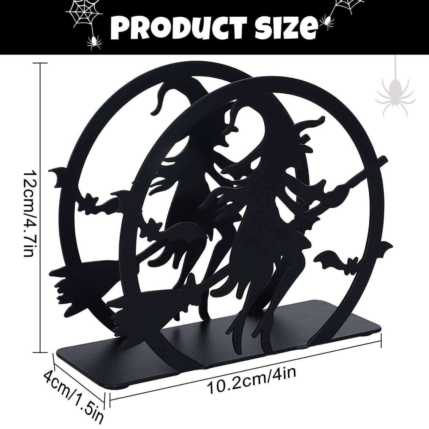 Whaline Halloween Napkin Holder Matte Black Metal Hocus Pocus Design Freestanding Tissue Dispenser Vertical Tabletop Napkin Holder for Square Paper Napkin Dinner Home Kitchen Restaurant Picnic Party