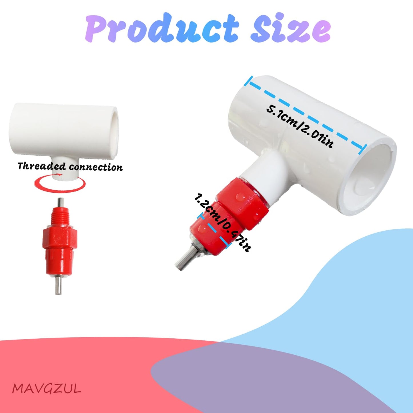 (10 Pack) Chicken Waterer Nipples + PVC Tee Fittings for 1/2" PVC Piping, Horizontal Poultry Nipples & Tees, DIY Chicken Watering System for Geese, Rabbits, Ducks