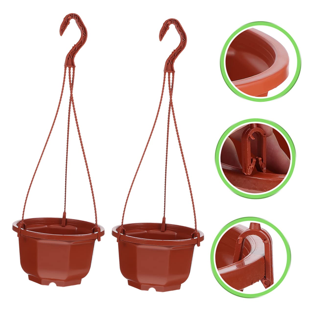 Toyvian Hanging Flower Pots with Hooks, 15 Sets Plastic Plant Pots for Chlorophytum Indoor Outdoor Hanging Planters for Balcony Garden Patio Decor Stylish Round Design